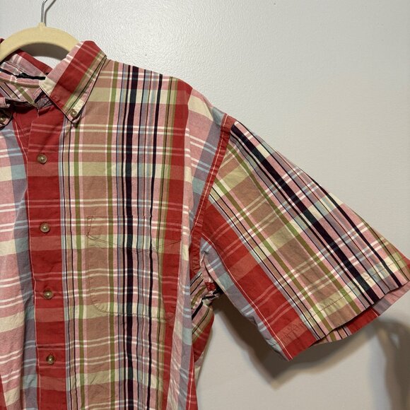 Van Heusen Salt Water Cottons Plaid Button-Down Short Sleeve Shirt L 16-16.5 - Picture 2 of 5